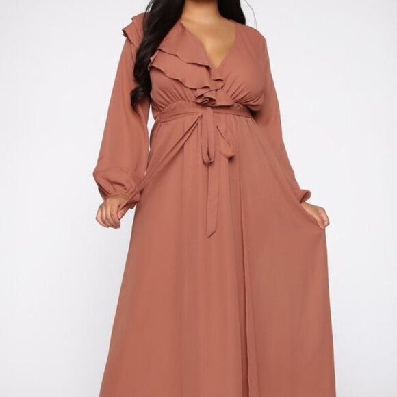 Maxi Wrap Front Ruffle Top Semi-Sheer Dress
New - Picture 5 of 7